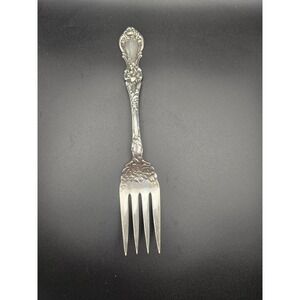 "1835 R Wallace " Meat Fork - 8" ... floral design Sliver Plate
